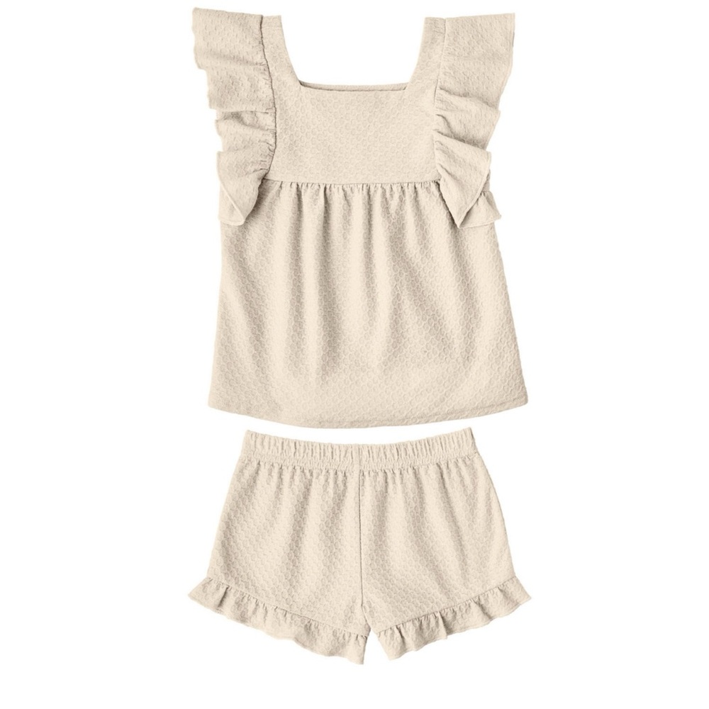 Kids Cream Ruffle Matching Set - Picture 3 of 6
